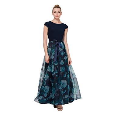 Imagem de S.L. Fashions Vestido feminino pequeno com estampa floral 9241141, Azul-marinho, 17 Petite