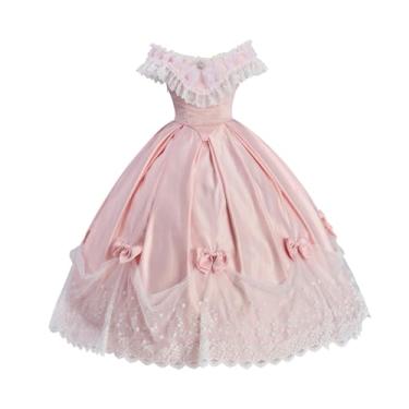 Imagem de CosplayDiy Vestido feminino rosa vitoriano rococó deluxe tomara que caia vestido de baile de formatura histórico da Guerra Civil Vestido Bela do Sul 3GG