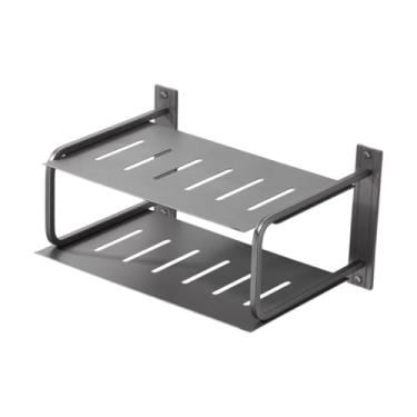 Imagem de Ｂｅｓｇａ 2 camadas prateleira de projetor para o roteador de parede Acessórios de TV de alumínio, Cinza