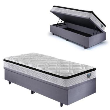 Imagem de Base Box Baú 88x188 Suede Cinza com Colchão Cama inHouse - B&G