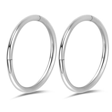 Imagem de 2 peças de anéis de nariz de titânio 20G 18G 16G argolas de nariz septo clicker anel de segmento articulado cartilagem hélice tragus concha daith torre narina argola piercing brincos, diâmetro 5 mm a