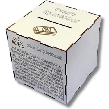 Imagem de Cofre Madeira Guarda Dinheiro Caixa Poupança Cofre Desafio - Casa Bebe