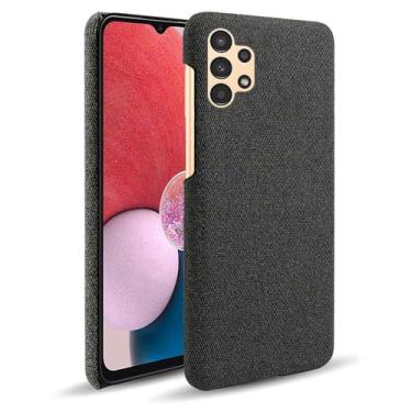 Imagem de Capa para Samsung Galaxy A13 4G,Capa desenhada em lona,Case Protetora Ultrafina com Empunhadura Macia,Design em Tecido Antichoque e Antiarranhões-Black