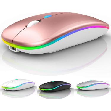 Imagem de Mouse Optico Sem Fio Recarregável Led Rgb 2.4 Ghz Wirelles USB Computador Silencioso Retroiluminado Gamer Mouse Ergonômico