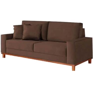 Imagem de Sofá Grécia 180cm em Linho 2 Lugares Pé Madeira Aifos Cor Marrom