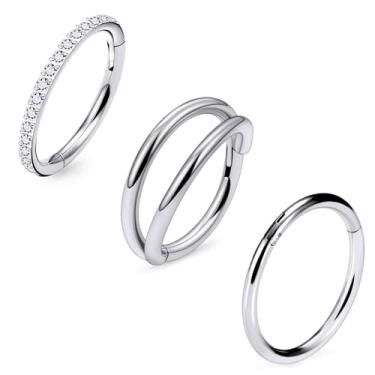 Imagem de Ruifan ASTM F136 Anéis de nariz de titânio para mulheres 20G 18G 16G Clicker Anel de nariz de septo articulado lábio hélice cartilagem argola brinco daith torre concha piercing corporal joias para