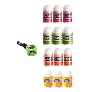 Imagem de CHAP-ICE Chap-Ice, Pacote Com 12 Mini Protetores Labiais Sortidos E 1 Chaveiro Para Protetor Labial Com Clipe Giratório, 4 Sabores - Cereja, Laranja Cítrica, Kiwi E Cera De Abelha (0,10 Oz/3 G Cada)