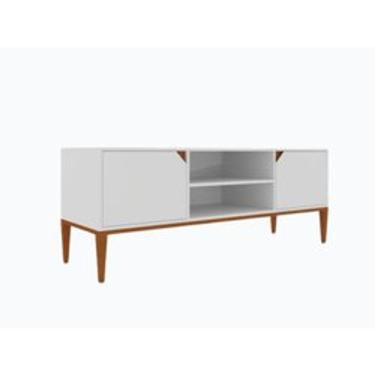 Imagem de Rack ART grande central MDF Branco e Madeira 134x67x44