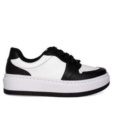 Imagem de Tênis Feminino Vizzano Casual Recortes Branco/Preto, Branco, Preto, 37