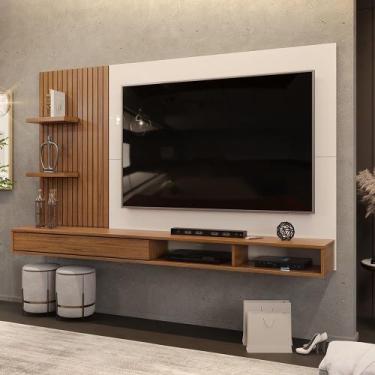 Imagem de Painel Para TV até 60 Polegadas Ripado com Nichos Bento Freijó Off Whi