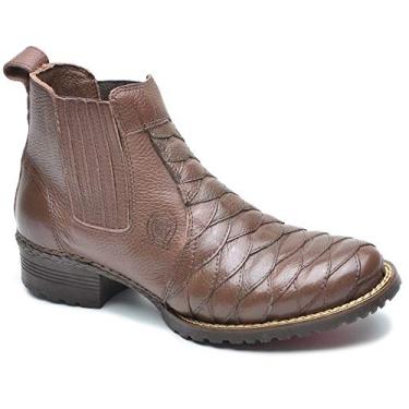Imagem de Bota Botina Masculina Texana Couro Bovino Escamado 033-S Dt (44, Chocolate)