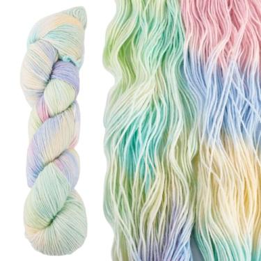 Imagem de Beadthoven Fio de mistura de lã para crochê, 1 novelo luxuoso fio de lã colorido macio para tricô cor gradiente tingido à mão para suéter, cachecol, chapéu, meias, cobertores, arco-íris pastel - verde