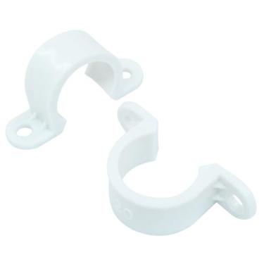 Imagem de PHITUODA 100 braçadeiras de tubo de PVC de 1/2 polegada, correia de tubo de 2 furos, grampo de conduíte de plástico, clipes de conduíte para tubos de PVC, cabos de conduíte, mangueira, branco