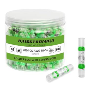 Imagem de haisstronica Conectores de fio de vedacao verde 18-16, conectores de fio a prova d'agua, conectores de extremidade termorretrateis para embarcacoes, eletricos, eletronicos, maritimos, estereo