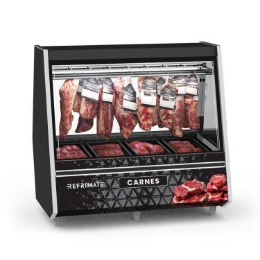 Imagem de Expositor Açougue Atlantis 1,50 Metros Preto Com Adesivo Gancheira Eaag1500 220v - Refrimate
