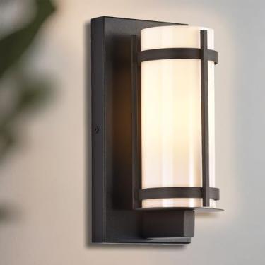 Imagem de Antique House Luminárias De Parede Modernas Para Áreas Externas De 9,84'', Luminárias Externas Para Montagem Em Parede, Arandelas Para Varanda, À Prova D'Água, Pretas Foscas, Luminárias Cilíndricas