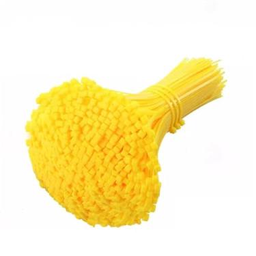 Imagem de Abraçadeiras de nylon autotraváveis para cabos, abraçadeiras para cabos, alça de fixação, enrolador de fios reutilizável para escritório doméstico, amarelo, 500 peças