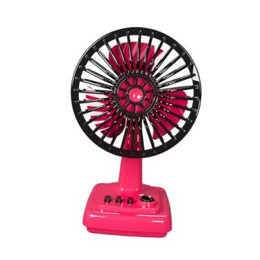 Imagem de IEUDNS Mini ventilador de mesa pessoal com design, 3 velocidades, elétrico, leve, portátil, para cozinha, acampamento, estudo, carro, presente, Vermelho