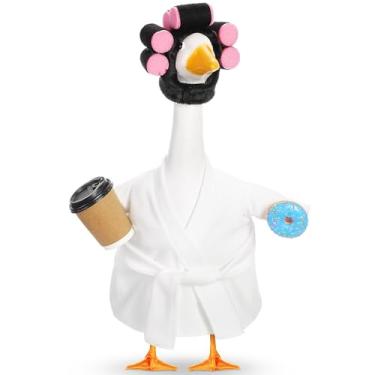 Imagem de Shyyween Roupa de ganso para varanda feminina para 23 polegadas de plástico de cimento para gramado e ganso para decoração de pátio (branco)