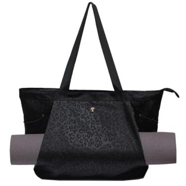 Imagem de ESVAN Bolsa de ioga feminina com cordão para escritório, treino, viagem, pilates, academia e praia (nylon preto)