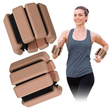 Imagem de Pesos de pulso e tornozelo, pesos de braço para mulheres, confortáveis e respiráveis, livremente removíveis, pesos ajustáveis, pesos no tornozelo para ioga, dança, vôlei, mousse de moca