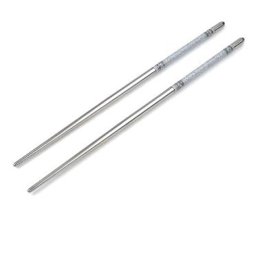 Imagem de Kit 10un Hashi Aço Inox Palito Coreano 23cm Reutilizável - marca