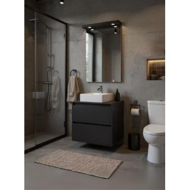 Imagem de Gabinete para Banheiro com Cuba e Espelheira com Led 80cm Mdf Dubai - 