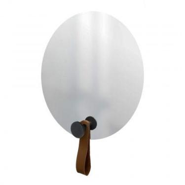Imagem de Espelho Funcional Hook Preto Alça Caramelo 50 Cm Redondo - e2g Design