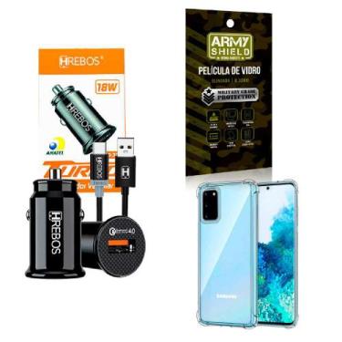 Imagem de Kit Carregador Veicular Turbo 18w com Capinha Samsung S20 + Película 3