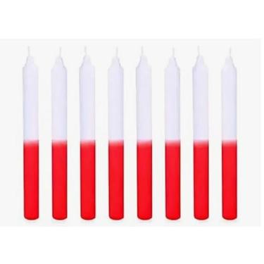 Imagem de Vela Vermelha e branca Palito Comum C/ 50 Velas