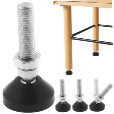 Imagem de 4 peças de pés ajustáveis de nivelamento de móveis, pés giratórios resistentes à prova de choque para mesa, cadeira, bancada de trabalho, armário e móveis industriais