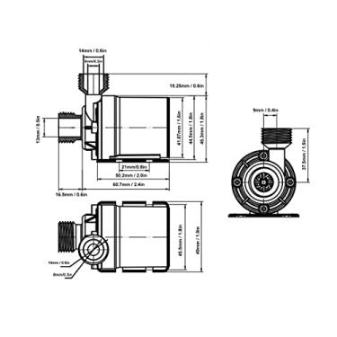 Imagem de Bomba de água submersa à prova d'água High Hidráulica Hidráulica Ultra Quiet Micro Fountain Aquarium Circuating Bomba para máquina de lavar louça de resfriamento de água ABS (DC24V)