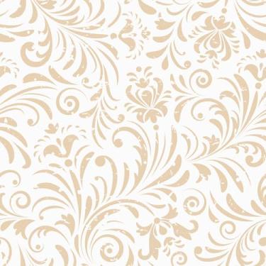 Imagem de Skyblur Papel de parede bege para contato com papel de parede moderno 43 cm × 39 cm, papel de parede removível, floral, boêmio, papel de contato autoadesivo para quarto, sala de estar, paredes de