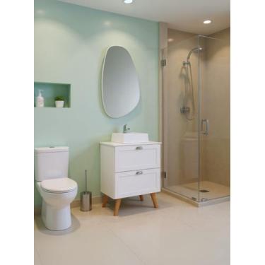 Imagem de Gabinete para Banheiro com Tampo Cuba e Espelheira Organica 60cm Retro