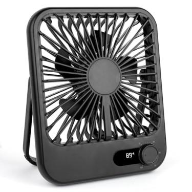 Imagem de Ventilador de mesa ultra silencioso de 100 velocidades para dormir, ventilador portátil recarregável de 6,8 polegadas com tela de LED, cabeça ajustável de 180° e base de tripé - Mini ventilador