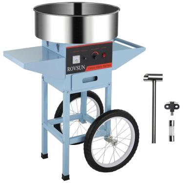 Imagem de Carrinho de Algodão Doce Elétrico  em Aço Inoxidável, 110V 950W, ROVSUN, Azul Claro