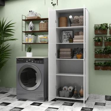 Imagem de Armário Multiuso Tamar Lavanderia 4 Prateleiras Branco - Mobiliar Home