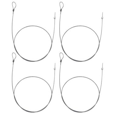 Imagem de AUXBC 4 peças de cabo de trava de portão de 84 cm, cordão ajustável de aço inoxidável para cercas de vinil de metal de madeira, cabo de abridor de portão de revestimento de borracha para trava de