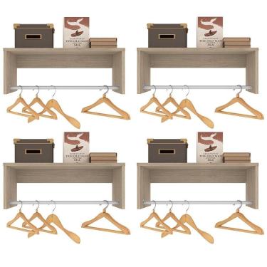 Imagem de Kit 4 Nichos Cabideiros Suspensos Berlim Carvalho Castanho - Lumil Móveis