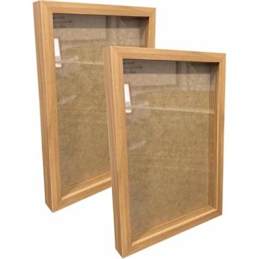 Imagem de Kit 2 Molduras Caixa Alta Revestida com Vidro para Quadros Quilling e Scrapbook - 21x29,7cm - 1,5x3 Cor:MÁLAGA;Tamanho:2