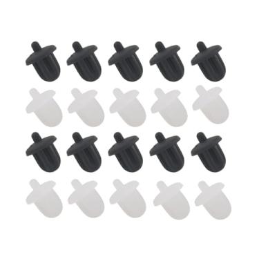 Imagem de JianLing 20 peças de conectores de áudio de silicone 6,35 mm PC DVD microfone soquete capas de poeira 10x preto 10x capas de poeira transparentes para fones de ouvido para amplificadores e
