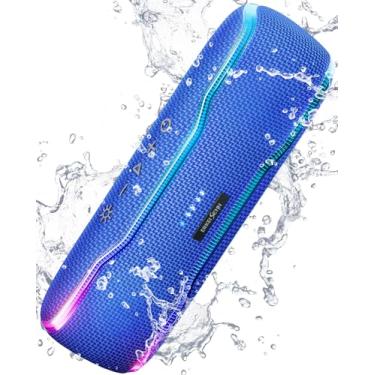 Imagem de Alto-falante Bluetooth ERKEISEHN, alto-falante sem fio IPX7 à prova d'água com luz intermitente colorida, super graves de 25 W com tempo de reprodução 24H, alcance Bluetooth de 30 metros,