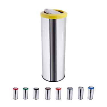Imagem de Lixeira Inox Com Tampa Basculante Flip-top 30 Litros Cesto De Lixo - C