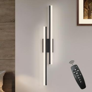 Imagem de Sparklelf Arandela De Led Preta, Luminária De Parede Moderna Com Controle Remoto Para Sala De Estar, Luz De Penteadeira Led Regulável, Arandela De Parede Interna Com Controle Remoto Para Cabeceira,