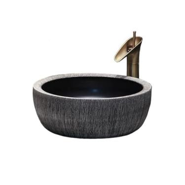 Imagem de YANIR-137 Lavatório de banheiro pia pia de banheiro lavatório vintage bacia de bancada tamanho pequeno lavatório doméstico arte lavatório de cerâmica lavatório acima do balcão pia de vaidade