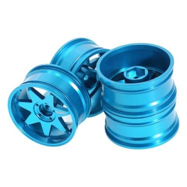 Imagem de menolana Rodas de carro RC, brinquedos RC, acessórios, alto desempenho, confiáveis ​​para veículos de controle remoto TT02, peças, rodas Beadlock, Azul