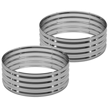 Imagem de DIIYIV 2 peças Kit de cama de jardim elevado galvanizado 10 x 1 m, caixas de vegetais - caixa de flores redonda de metal, canteiros elevados para plantar, jardim, frutas, ervas - prata
