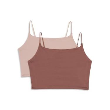 Imagem de Maidenform Sutiã Brami Comfort para meninas, pacote com 2, Chocolate/Nude, GG