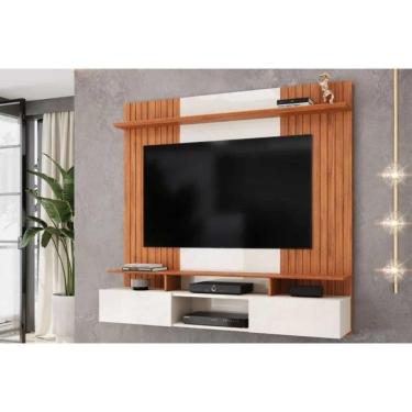 Imagem de Painel Home P/ Tv Até 65 Pol Ben C/ 2 Portas 160x153cm Off White/freijó - Dj Móveis