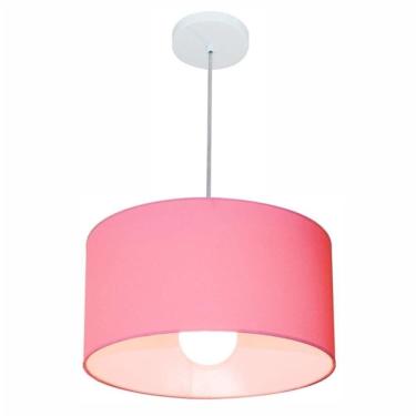 Imagem de Lustre Pendente Cilíndrico Free Lux Para Mesa De Jantar, Sala, Quarto, Churrasqueira E Balcão. Rosa-bebê Tam: 40x21cm